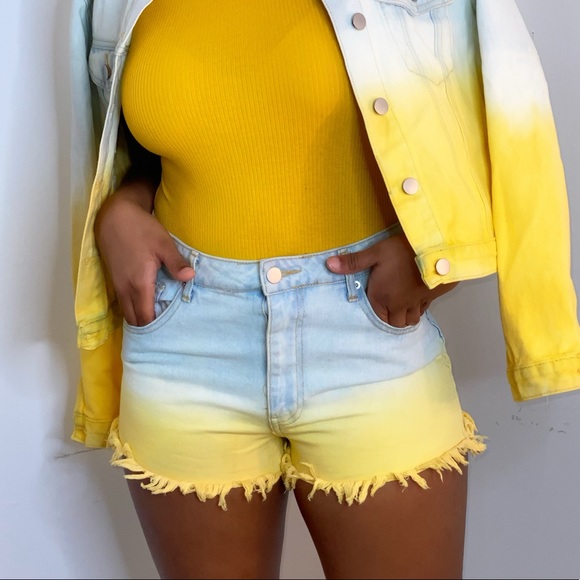 Yellow Ombré Jeans Shorts - Picture 5 of 5